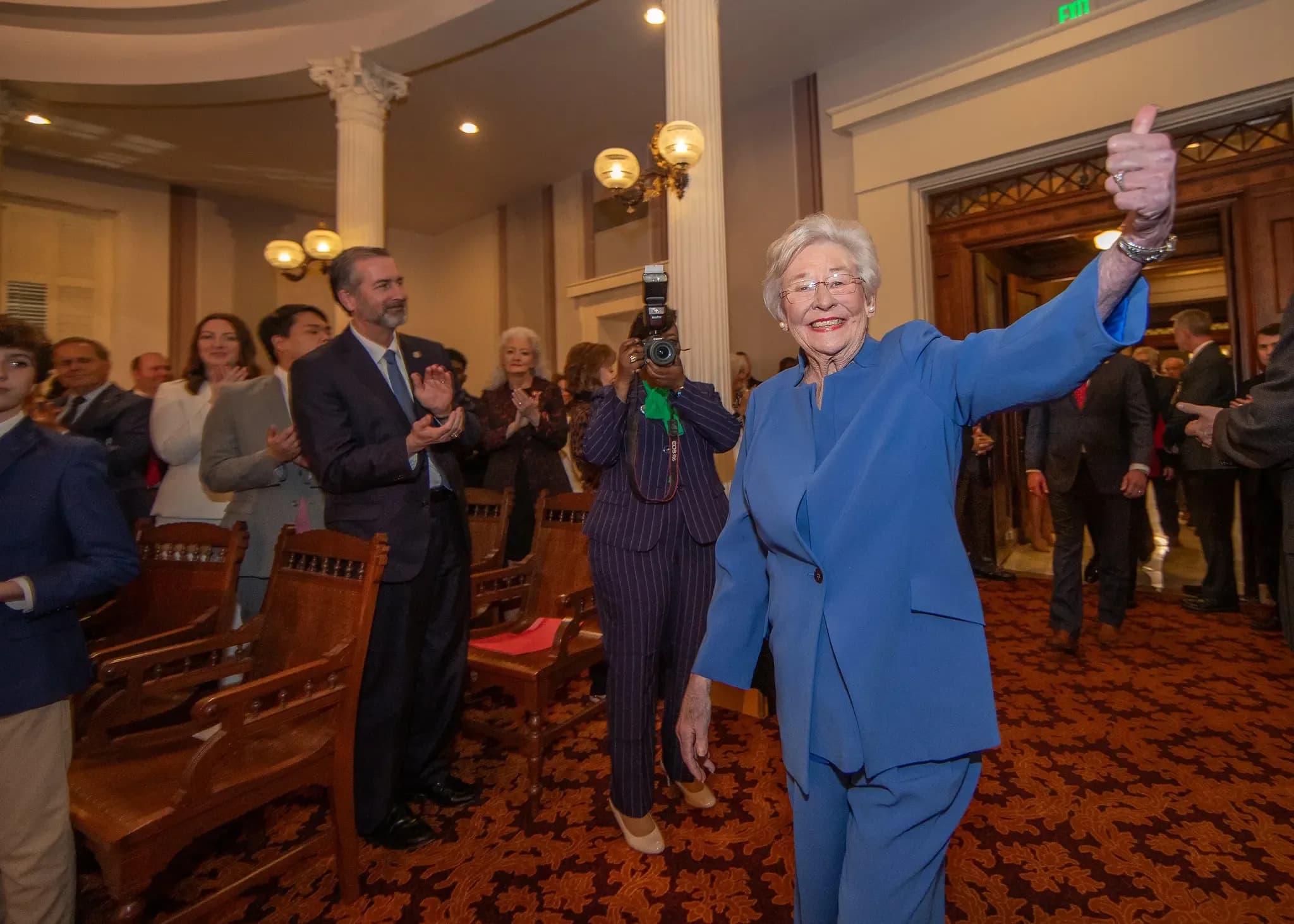 Gov. Key Ivey enters to deliver her 2025 State of the State address.