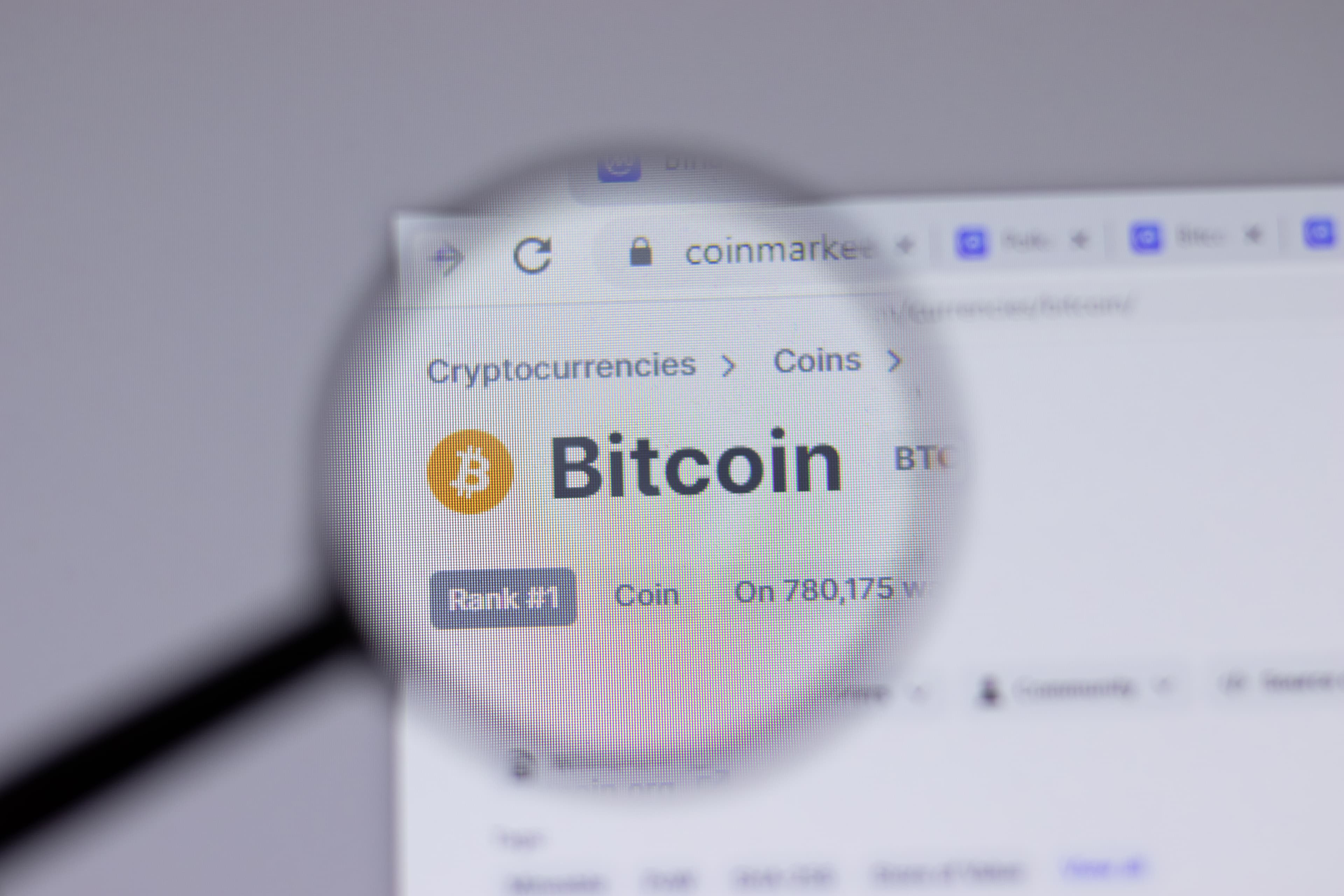 Bitcoin cryptocurrency coin logo icon on website.
