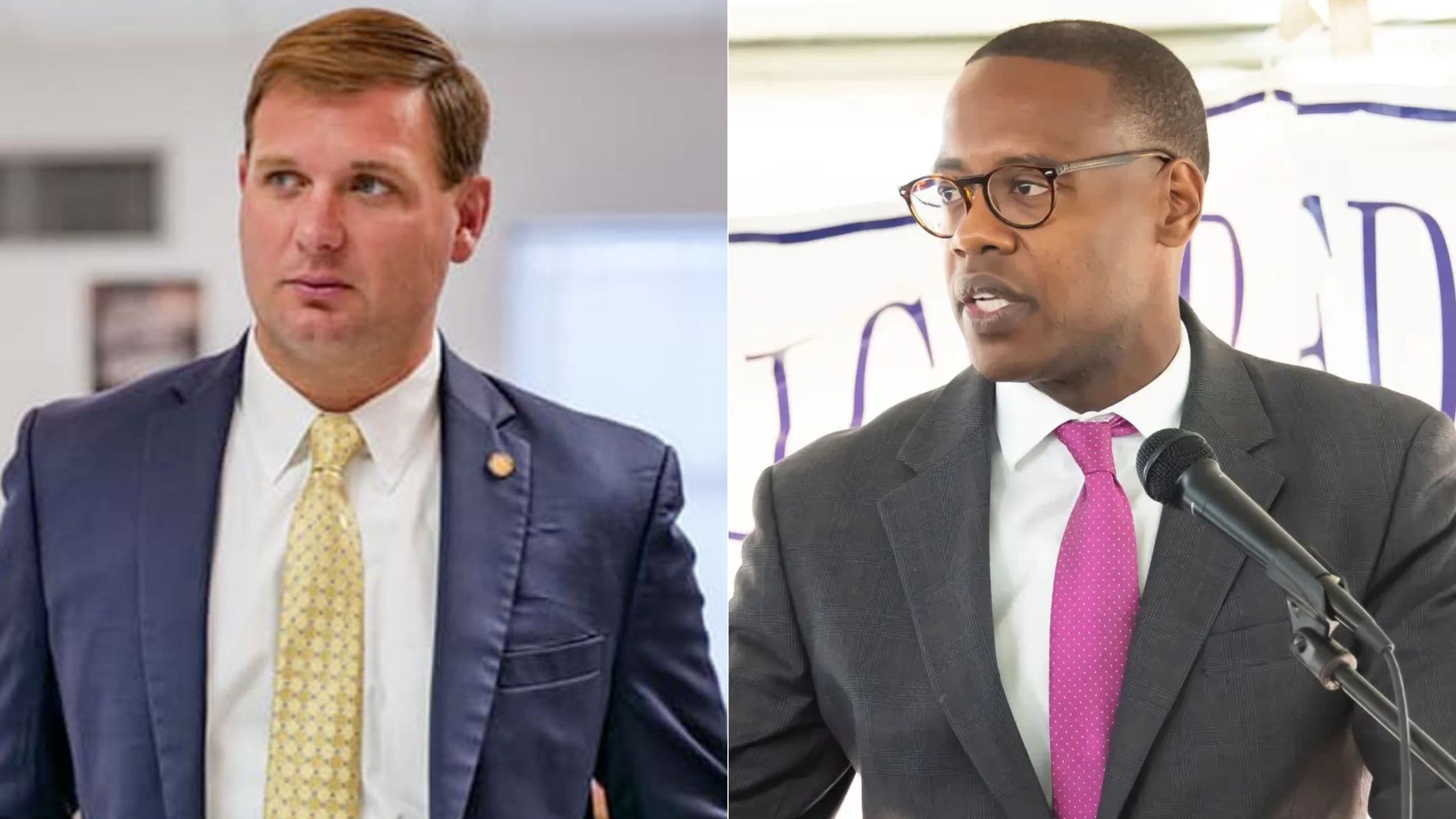 Alabama House Majority Leader Scott Stadthagen, left, and House Minority Leader Anthony Daniels, right.