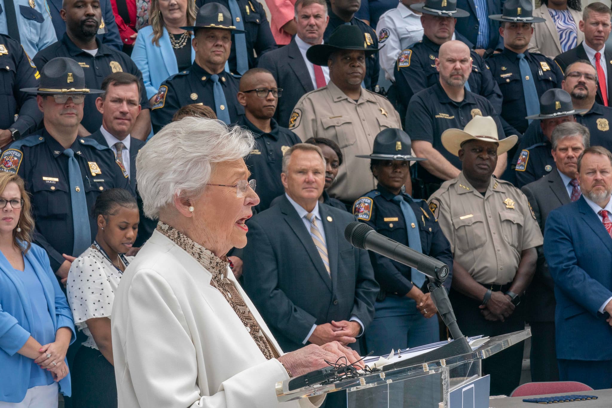 Governor Kay Ivey gave remarks to a Safe Alabama Public Safety Package Celebratory Signing Event at the Alabama State Capitol June 12, 2025 in Montgomery, Ala.