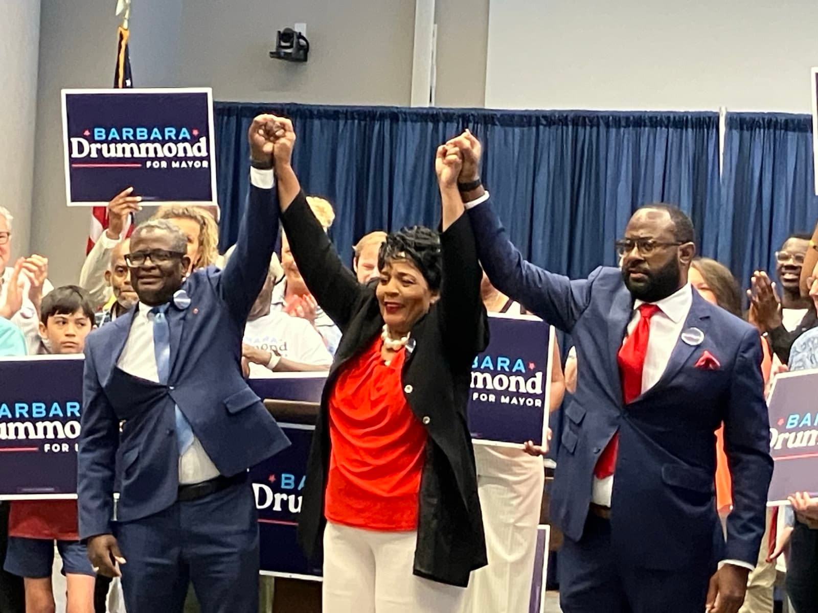 Lawrence Battiste and Jermaine Burrell joined Rep. Barbara Drummond.