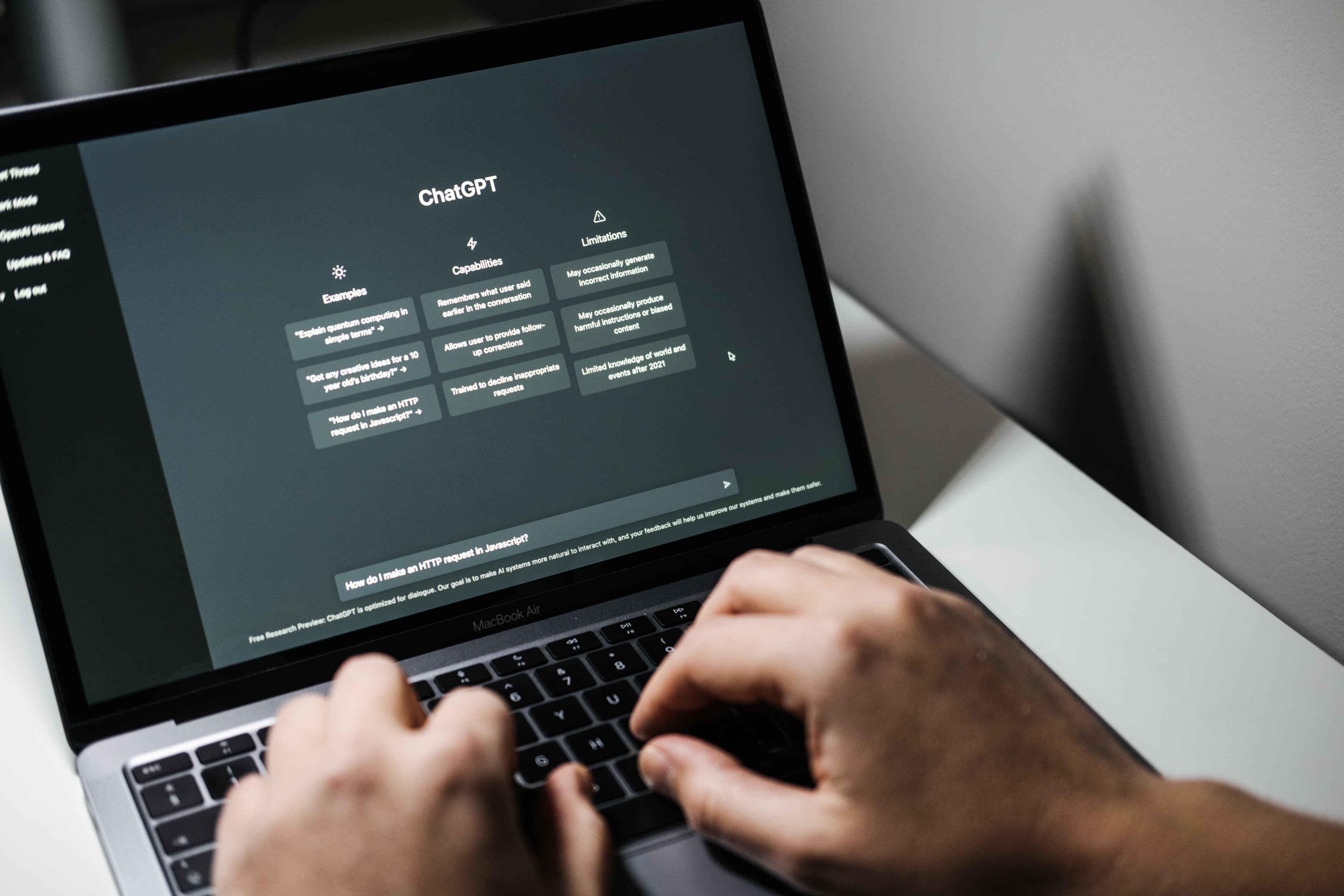 Screen with ChatGPT chat with AI or artificial intelligence.