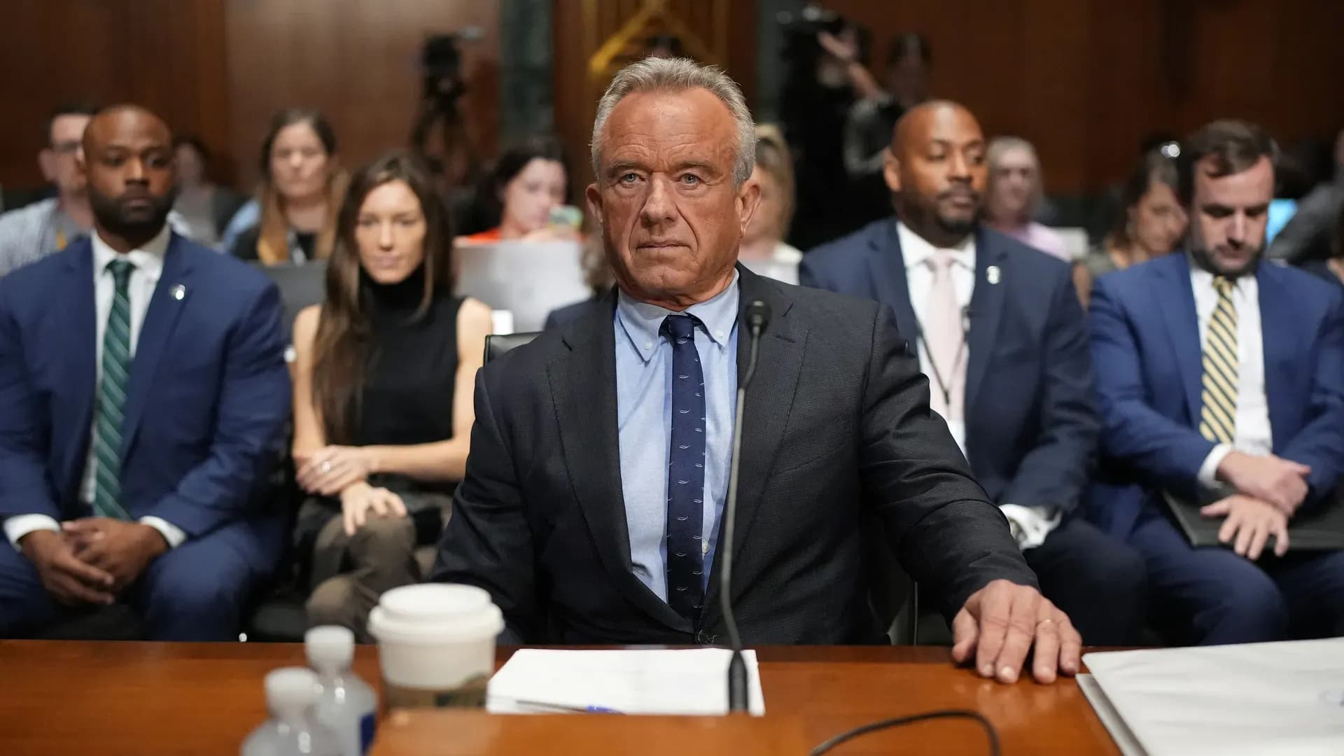 Health and Human Services Secretary Robert Kennedy Jr. arrives to testify before the Senate Finance Committee on Thursday, Sep. 4, 2025.