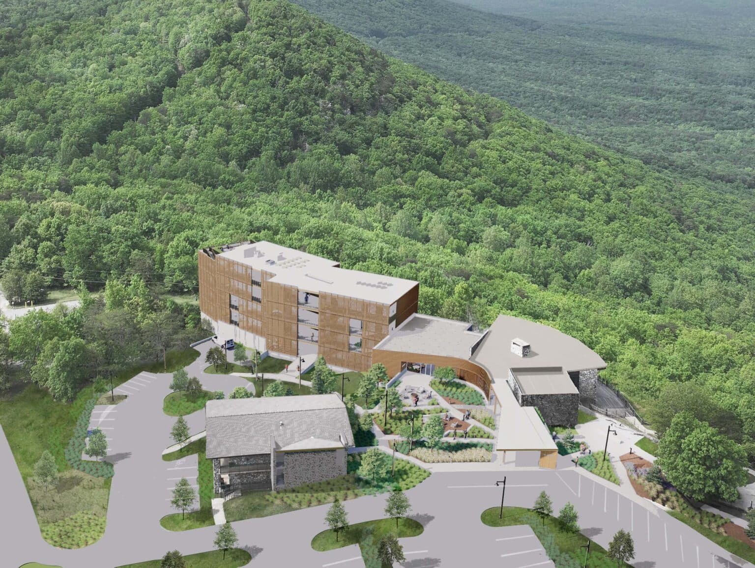Renderings of the Cheaha State Park Lodge.