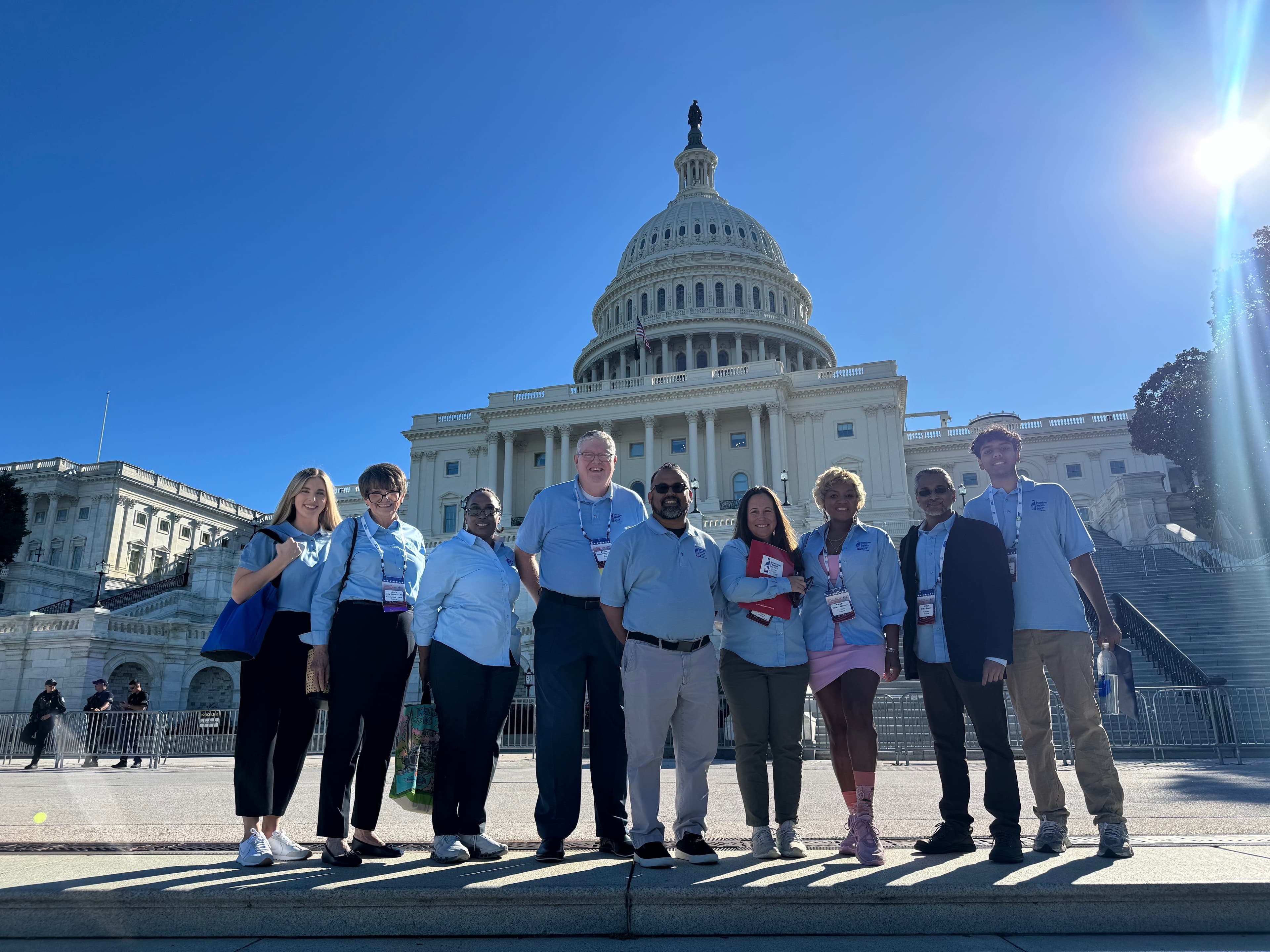 ACS CAN Alabama volunteers: Caitlin Adams, Linda Goodson, Kathy Moore, Bobby Collier, Zeke Aguilera, Tiffany Williams, Dr. Ankur Saxena and Alok Kartha at the U.S. Capitol