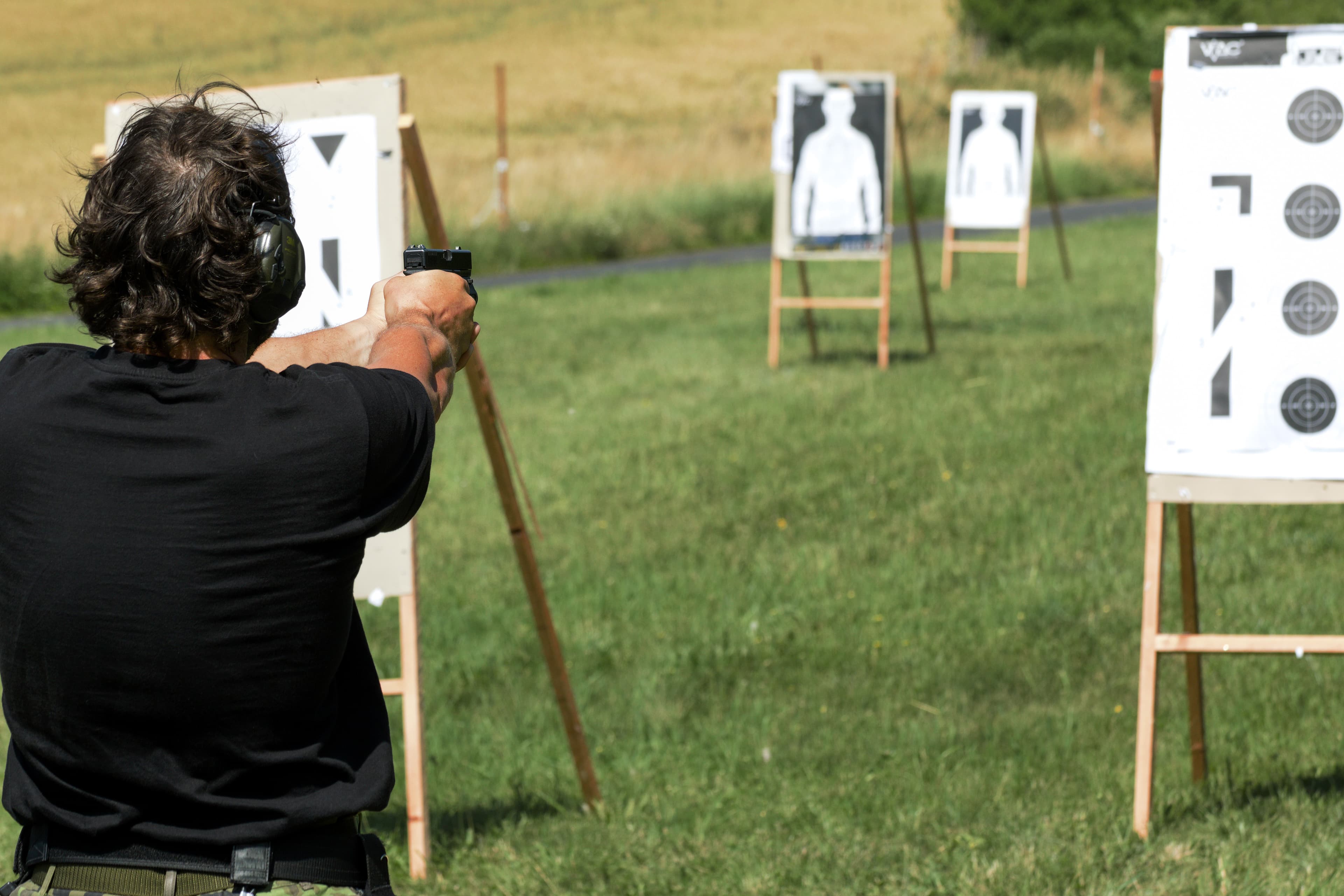 Police shooting practice at a shooting range