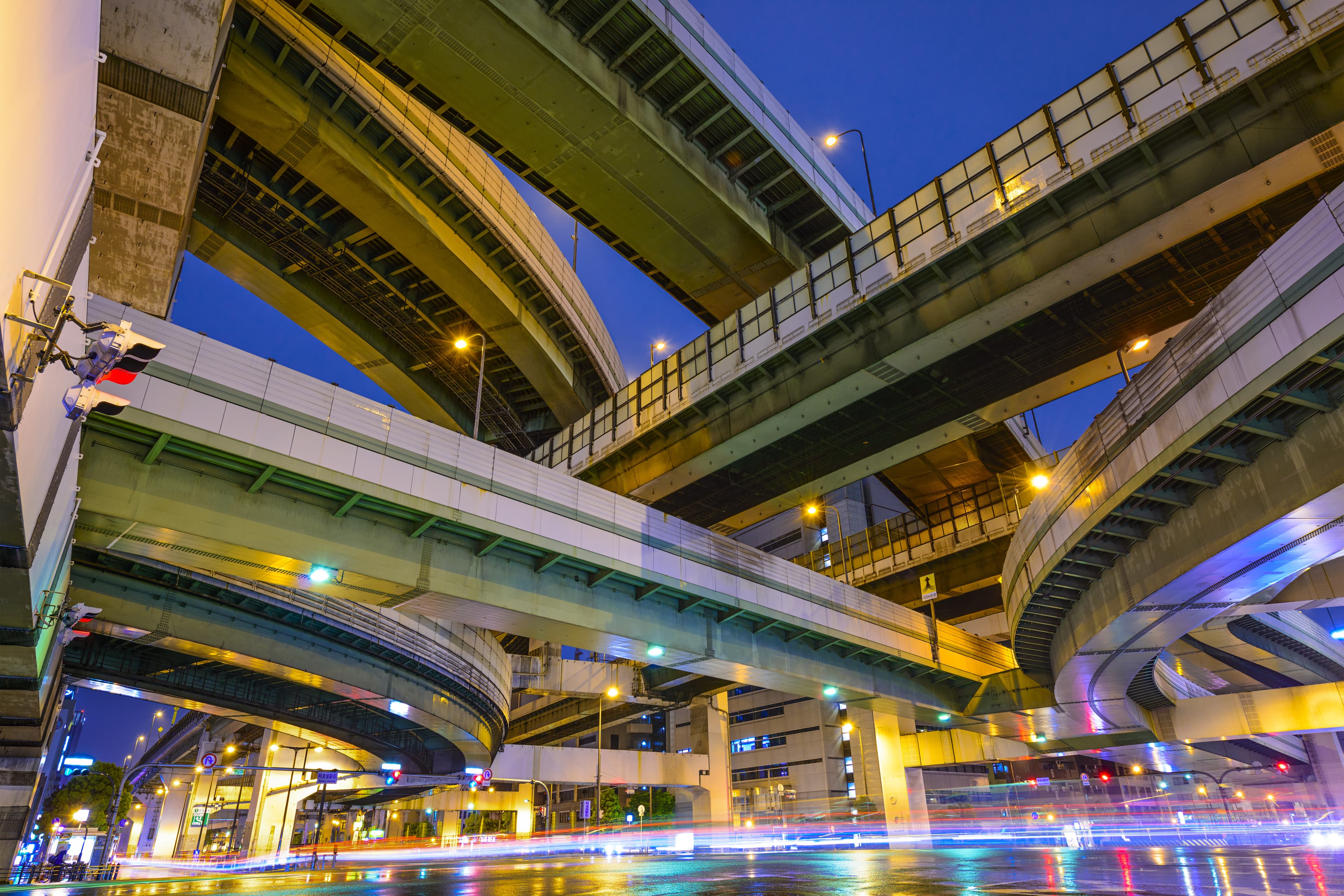 Elevated Highways and Roads in Osaka, Japan.