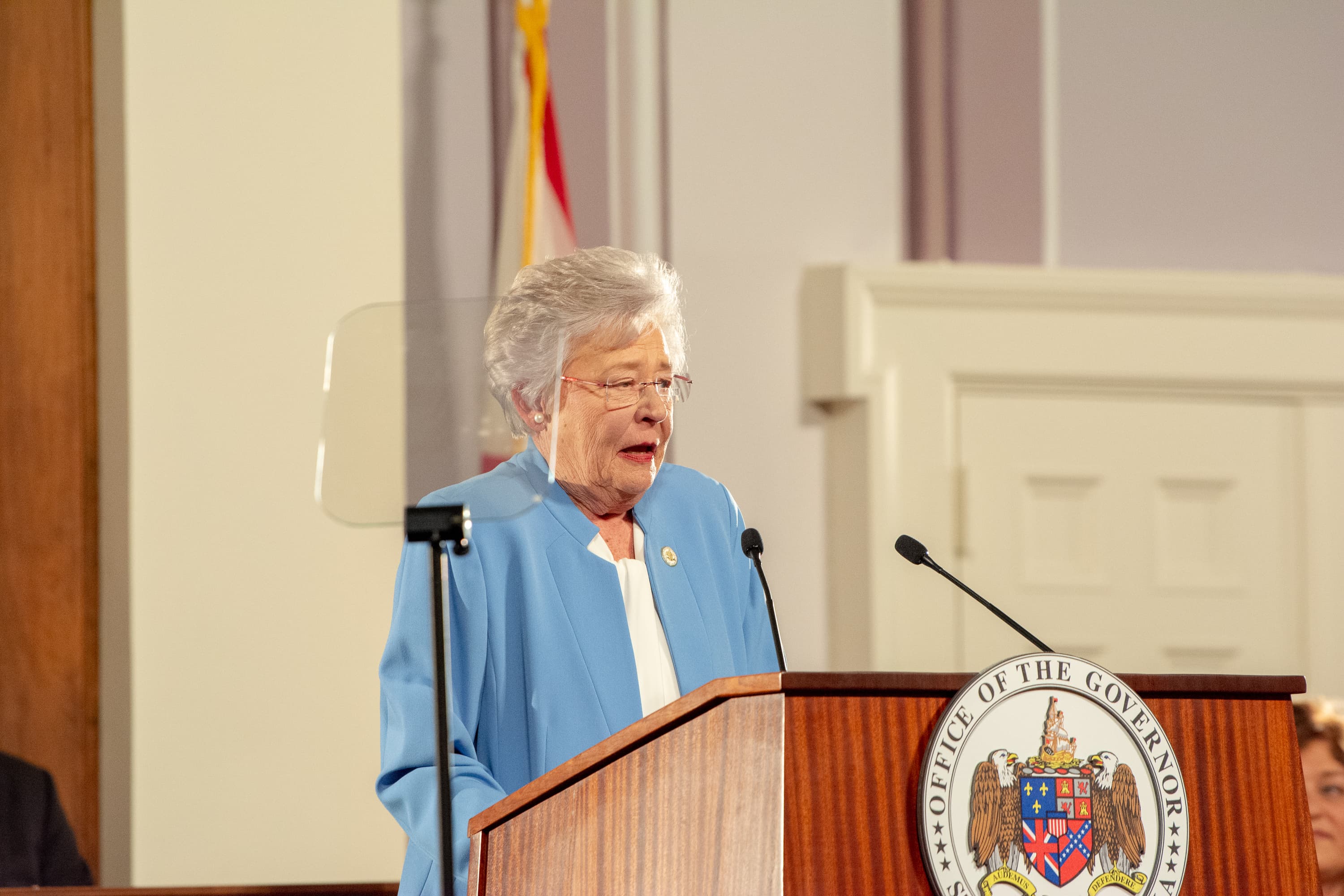 Gov. Kay Ivey delivers the 2019 state of the state address before a joint session of the Alabama Legislature in the Old House Chambers of the Alabama State Capitol on March 5, 2019. (Chip Brownlee/APR)