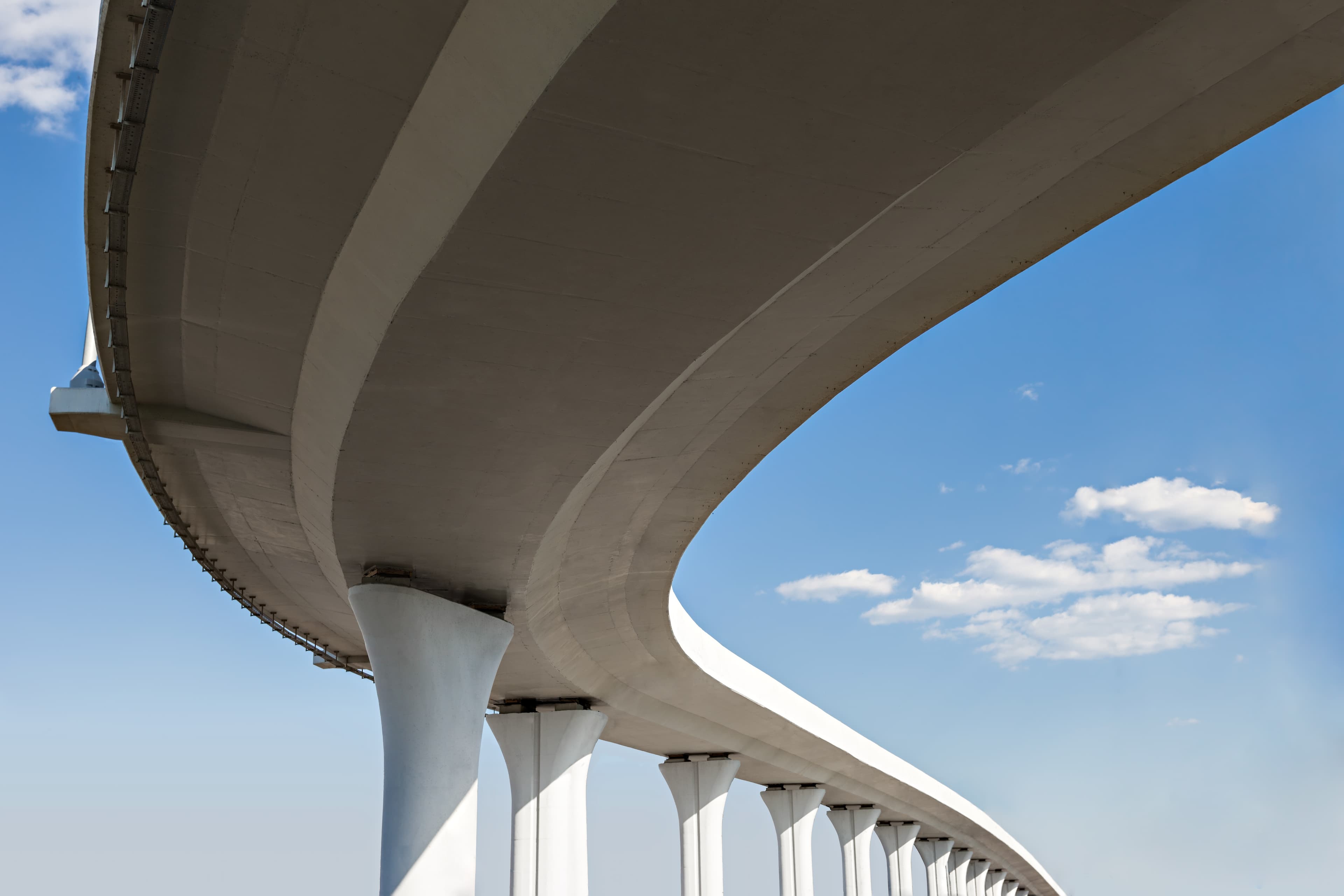 Underside of an elevated roads