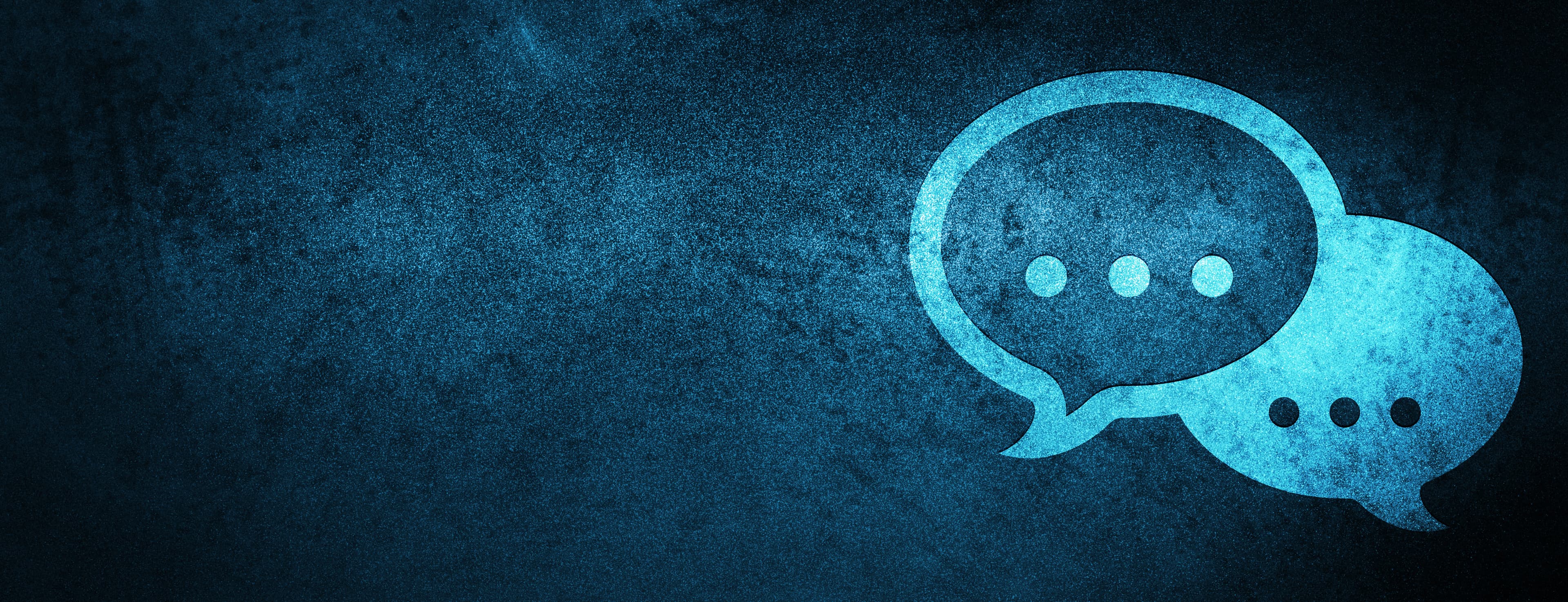 Talk bubble icon isolated on special blue banner background abstract illustration