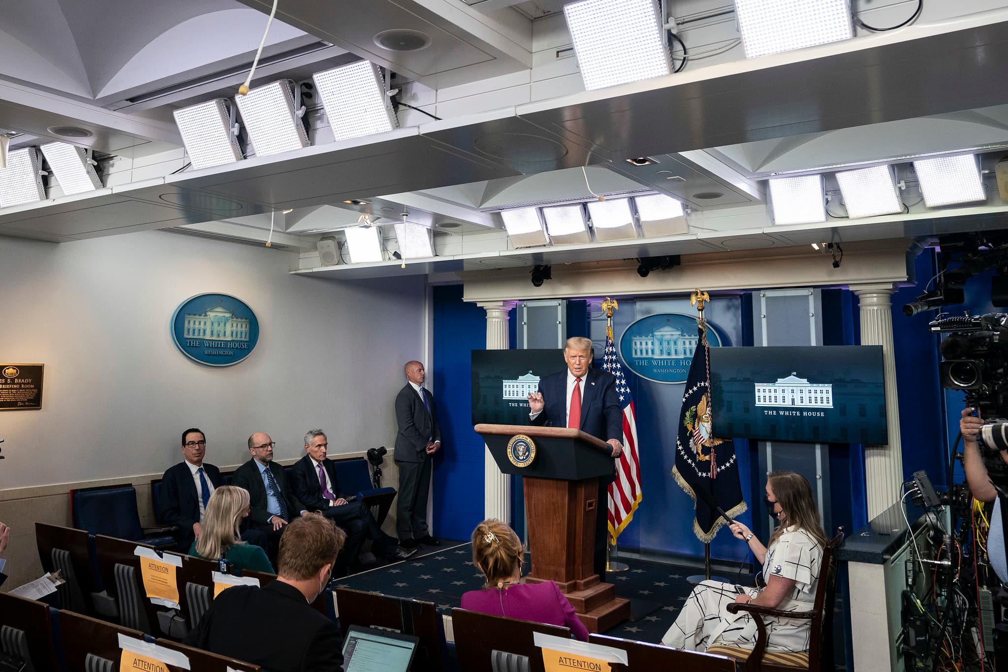 President Donald J. Trump answers a reporter’s question during a news conference Monday, Aug. 10, 2020, in the James S. Brady Press Briefing Room of the White House. (Official White House Photo by Joyce N. Boghosian)