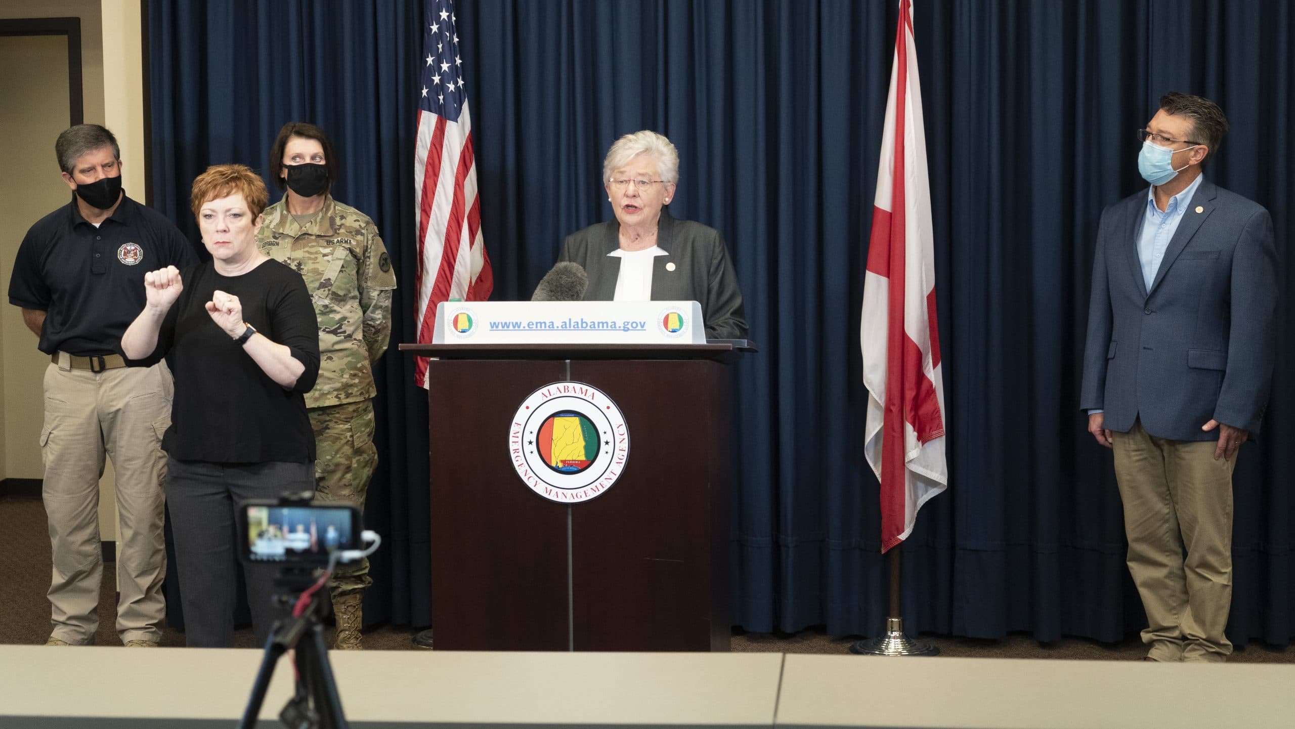 Gov. Kay Ivey Held a post Hurricane Sally Press Conference at Alabama EMA headquarters in Clanton, Ala. Thursday September 17, 2020. (Governor's Office/Hal Yeager)