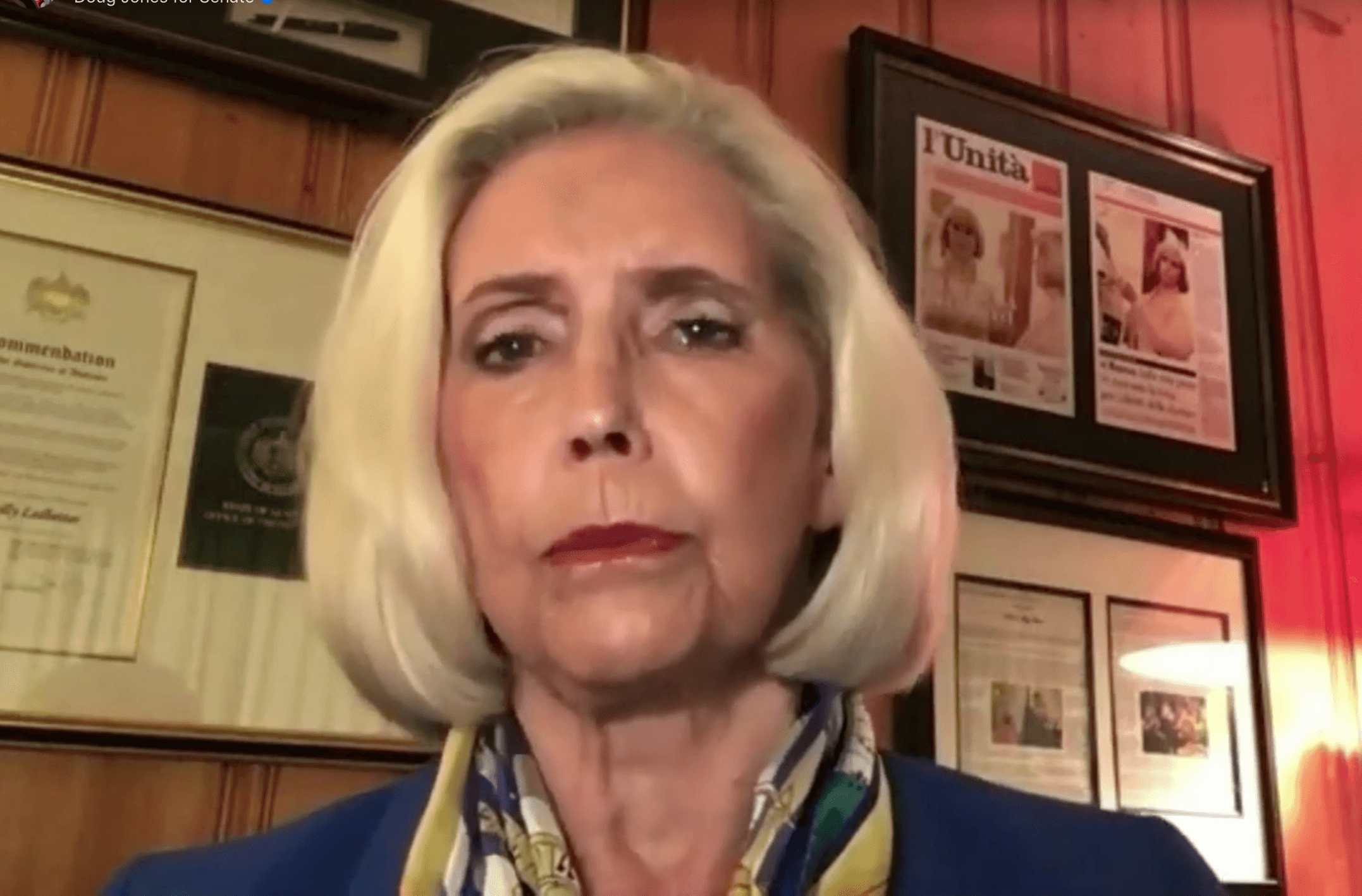 Lilly Ledbetter spoke during a virtual campaign event with Sen. Doug Jones on Sept. 21.
