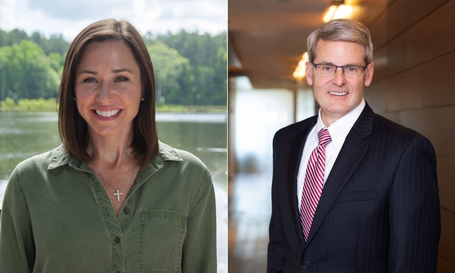 Senate candidate Katie Britt, left, and Supreme Court candidate Greg Cook, right.