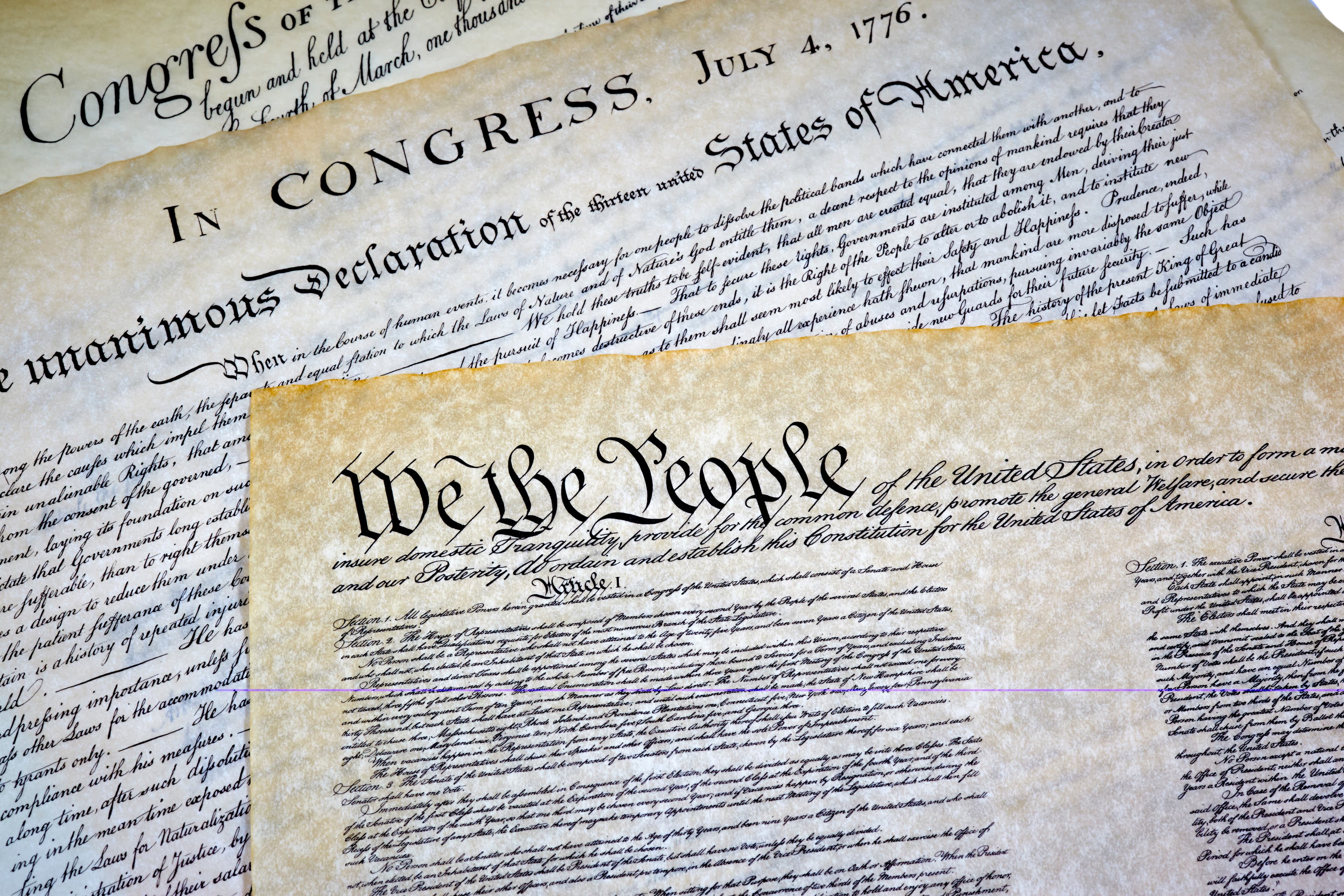 Constitution, Declaration of Independence and Bill of Rights