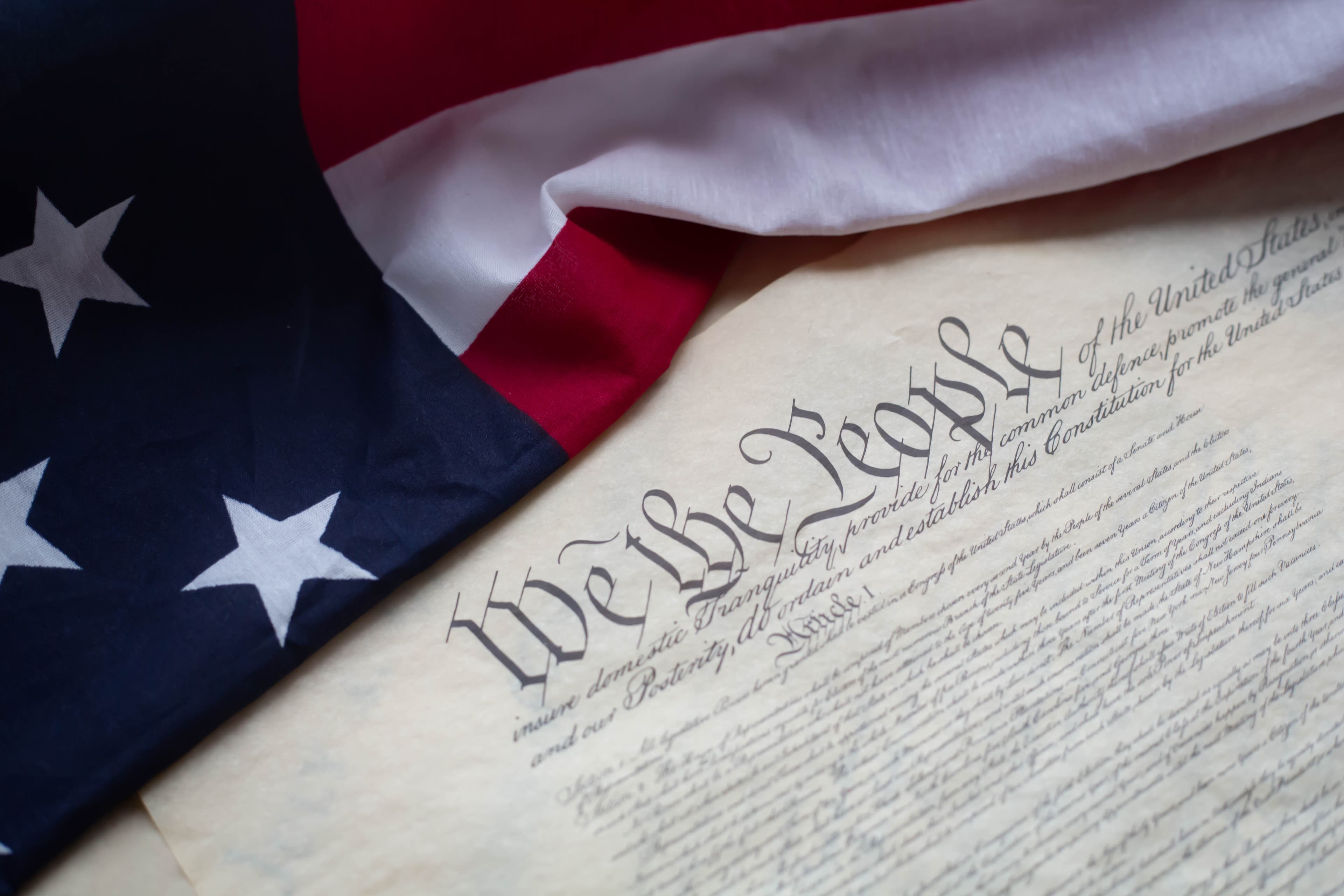 The flag and the constitution of United states of America
