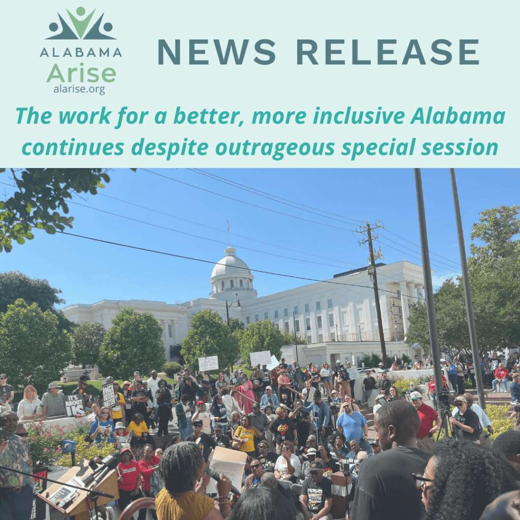 Protestors gather outside the Alabama State Capitol in Montgomery to rally against redistricting effort, May 2026.